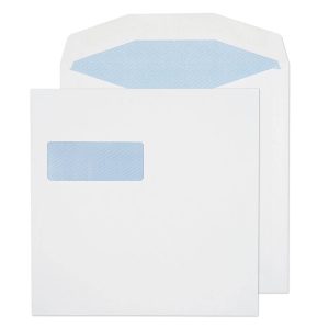 220 x 220 White Window Envelope | Gummed | 100gsm | Box of 500